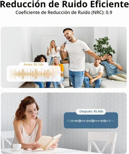 Vista 2 de Kuchoow Paneles de pared insonorizados, paneles autoadhesivos a prueba de sonido para paredes, paquete de 12 paneles de absorción de sonido de alta