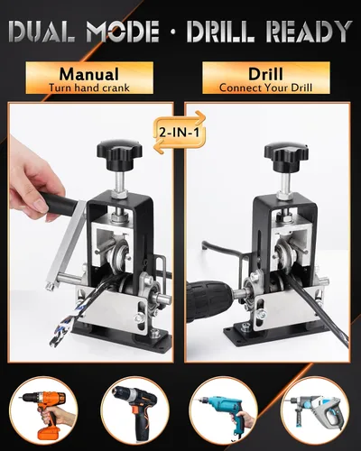 Vista 5 de Máquina peladora de alambre manual, 2 en 1 accionada por taladro/manivela manual, máquina peladora de alambre para chatarra de cobre