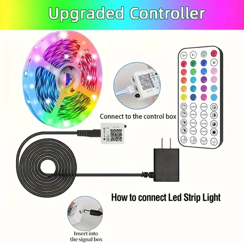 Vista 3 de NBBUFF Tira de luces LED inteligentes extralargas de 16 pies (1 rollo) para dormitorio, luces LED RGB con aplicación y control remoto, decoración