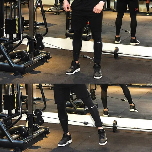 Vista 2 de Correas de tobillo acolchadas de neopreno con anillo en D, para ejercicios de alta resistencia, polea de gimnasio para máquinas de cable