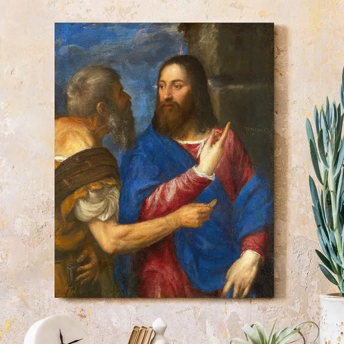 Vista 35 de Anunciación de Leonardo da Vinci Reproducciones de arte clásico, impresiones en lienzo giclée para decoración del hogar, 16 x 30 pulgadas