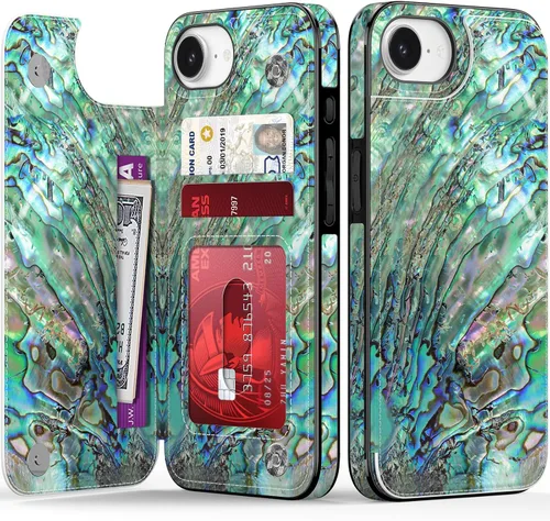 Vista 342 de LETO para iPhone 15 Pro Funda tipo cartera - Tapa tipo folio con patada - Diseños de moda - Tarjetero - Funda protectora para mujeres y niñas - 6.1