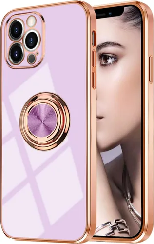 Vista 39 de Compatible con iPhone 11 Kickstand, anillo de rotación de 360 grados integrado con borde de oro rosa brillante que funciona con soporte magnético