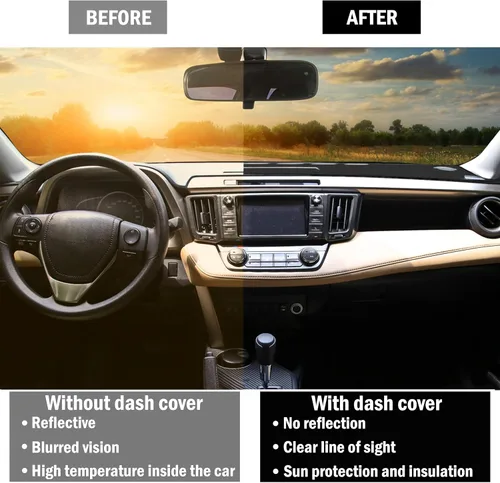 Vista 4 de para Toyota Rav4 2013 2014 2015 2016 2017 2018 Funda para Salpicadero, Funda para Consola Central, Alfombrilla para Tablero, Alfombra Protectora