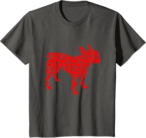 Vista 29 de Camiseta de San Valentín con forma de corazón Bulldog francés, Negro