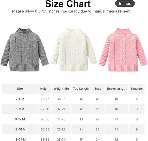 Vista 7 de PATPAT Baby Pullover Turtleneck Knitted Sweater Long Sleeve Solid Color Infant Fall Winter Warm Clothes