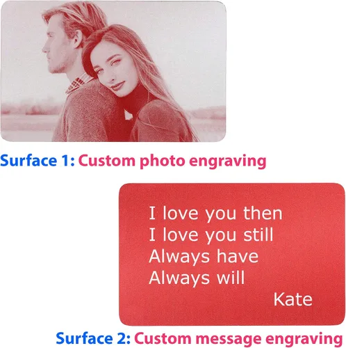 Vista 2 de Queenberry Tarjeta personalizada con foto yo texto grabado cartera Love Insert Card
