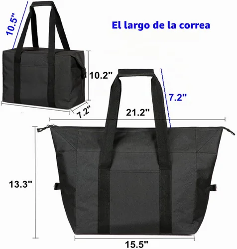 Vista 4 de Bolsas enfriadoras de compras aisladas con cremallera superior para comestibles, bolsa de espuma térmica reutilizable para viajes, picnic