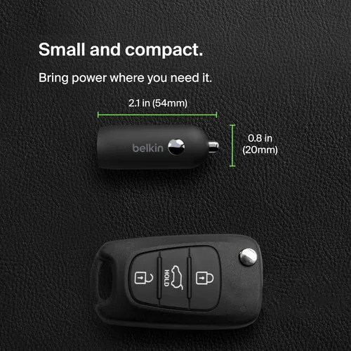 Vista 6 de Belkin Boost↑Charge™ Cargador rápido para automóvil de 30 W, diseño compacto con puerto de entrega de energía USB-C, cable USB-C a Lightning