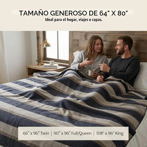 Vista 6 de Pendleton Eco-Wise - Manta de Lana de Fácil Cuidado Queen 90" x 96" - 100% Lana con Encuadernación de Puntada Látigo, Todas las Estaciones, Lavable