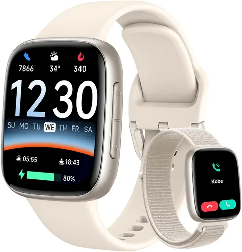 Vista 10 de Fitpolo Reloj inteligente, rastreador de fitness AMOLED de 1.85 pulgadas con llamada Bluetooth, monitor de frecuencia cardíaca/sueño/SPO₂, más