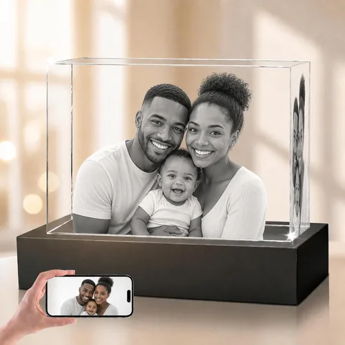 Vista 12 de Foto de cristal 3D, regalos personalizados de Navidad para mamá, esposa, mujer, papá, marido, abuela, foto personalizada en cristal, único