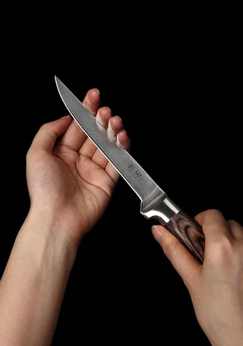 Vista 10 de Wakoli EDIB - Cuchillo deshuesador de damasco, hoja de precisión de 5.7 pulgadas, cuchillo de cocina profesional con núcleo VG10, mango ergonómico