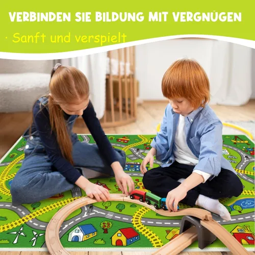 Vista 3 de Alfombra de juego para niños, alfombra educativa de 31 x 48 pulgadas, alfombra antideslizante de la vida urbana, alfombra de aprendizaje para niños