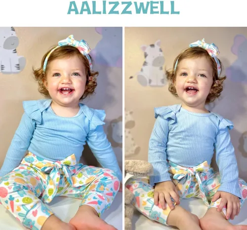 Vista 71 de Aalizzwell Conjunto de mameluco acanalado para bebé recién nacido prematuro para otoño e invierno