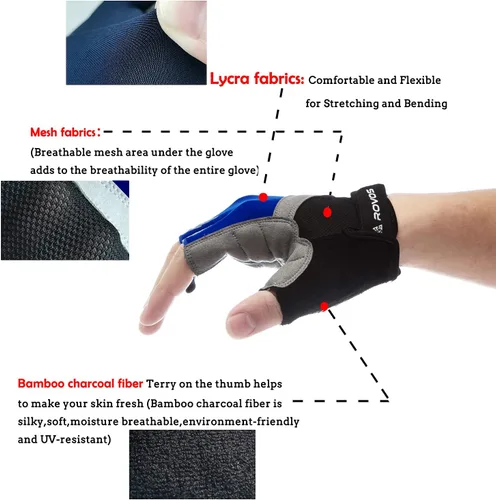 Vista 3 de Guantes de ciclismo para hombres y mujeres, guantes de ciclismo acolchados de medio dedo de 0.197 in, transpirables de montaña y carretera