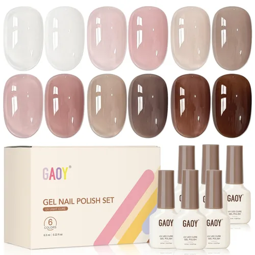 Vista 7 de GAOY Berry Collection - Esmalte de uñas en gel, color rosa intenso, borgoña, rojo, cereza y magenta, kit de esmalte de uñas para manicura de salón