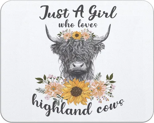 Vista 6 de OFlich Highland Cow - Alfombrilla para mouse, floral, 9.5 x 7.9 pulgadas, marrón rojizo, poliéster y poliuretano, base antideslizante, oficina