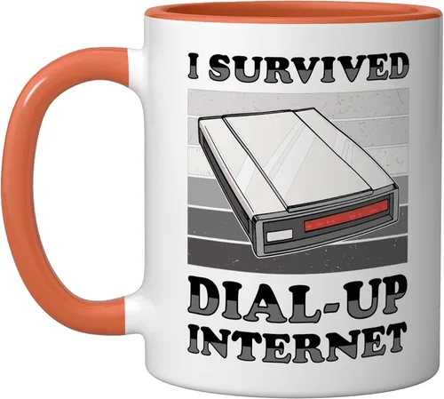 Vista 5 de 90s Nostalgia Retro 90s Dial Up Internet Vintage Ceramic Mug, Black/White, 11oz