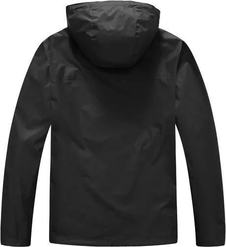 Vista 2 de TBMPOY Chubasqueros ligeros para hombre, impermeables, con capucha, para correr, ciclismo, senderismo, rompevientos al aire libre