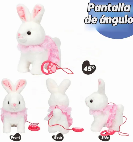 Vista 4 de Hopearl Hopping Bunny - Juguete electrónico interactivo de conejo con correa de control remoto para mascotas, repite lo que dijiste, regalos