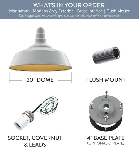 Vista 39 de Steel Lighting Co. Manhattan Warehouse Light Colgante montado en el techo Cúpula de 20 pulgadas vástago de 12 pulgadas Luz de granero