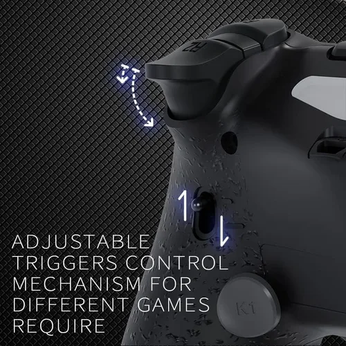 Vista 5 de HEXGAMING NEW SPIKE 2 Back Buttons & Interchangeable Thumbsticks & Triggers Stop Compatible with ps4 Pro Controller with Paddles - Burning Flame Blue