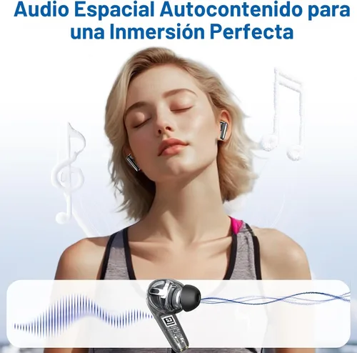 Vista 6 de kurdene Auriculares Inalámbricos Bluetooth 5.4 Auriculares 60H Tiempo de Reproducción Graves Profundos Estéreo Auriculares con Micrófono Cómodos