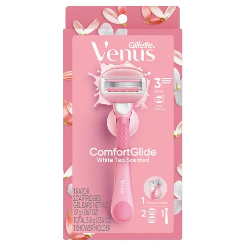 Vista 11 de Gillette Venus ComfortGlide - Maquinilla de afeitar para mujer, barras de gel perfumadas de té blanco, incluye 1 mango de afeitar reutilizable + 2