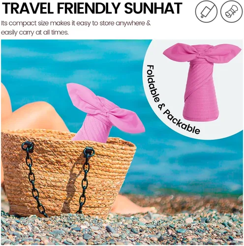 Vista 6 de Simplicity - Sombrero con protección solar UV UPF 50 para mujer, convertible en visera para playa
