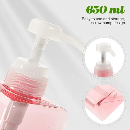 Vista 4 de Zerodeko 1 botella vacía de 22.0 fl oz botella cuadrada con bomba dispensadora de botella recargable para lavado facial champú jabón de manos
