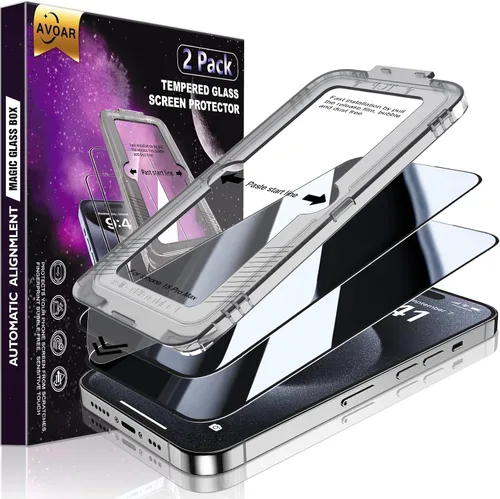 Vista 19 de Paquete de 2 protectores de pantalla de privacidad para iPhone 13 Pro Max /14 Plus [kit de alineación automática] vidrio templado, protección