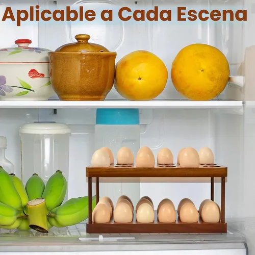 Vista 7 de Sishynio Soporte para huevos de madera de acacia de 2 niveles, estante