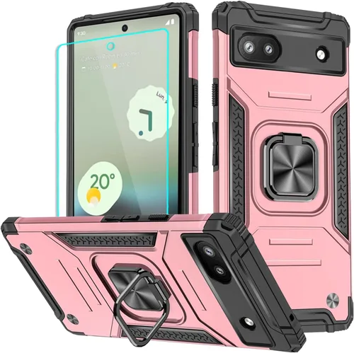 Vista 21 de HNHYGETE Funda para Pixel 6a con protector de pantalla HD, soporte giratorio de grado militar de 360° (resistente) a prueba de golpes para Google