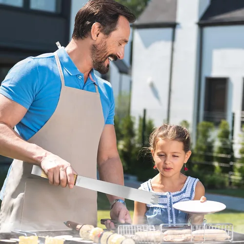 Vista 6 de Haooryx - Set de herramientas para parrilla del Día del Padre - 3 piezas, kit de accesorios de parrilla de acero inoxidable Super Daddio, pinza