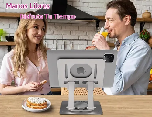 Vista 4 de Soporte para tablet para escritorio, soporte ajustable para tableta de escritorio, tableta plegable con base giratoria de 360 grados para iPad Pro