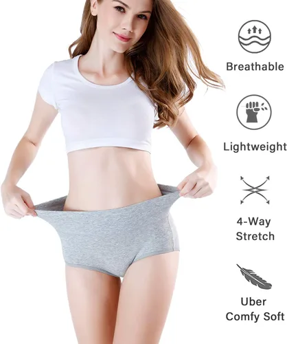 Vista 2 de wirarpa - Pantaletas, ropa interior, modal, de bambú, ultra suave, cintura alta, para mujer, multipack.
