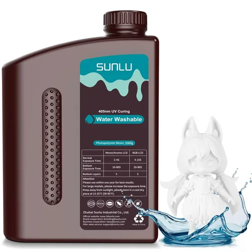 Vista 26 de SUNLU - Resina lavable al agua de 1000 g, resina de impresora 3D de curado rápido para impresoras 3D de resina LCD DLP SLA, resina de fotopolímero