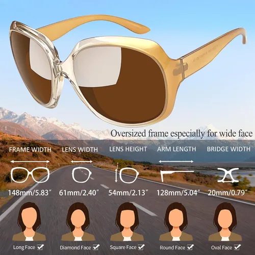 Vista 228 de Joopin Lentes de sol de gran tamaño para mujer, polarizados, grandes, para conducción, protección UV, grandes sombras