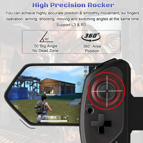 Vista 4 de Megadream Control inalámbrico para juegos móviles Gamepad Joystick para iPad iOS iPhone 141312, Android Samsung Tablet PC Batería de más de 18