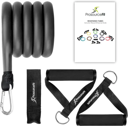 Vista 9 de ProsourceFit Single Stackable Resistance Bands with Door Anchor and Exercise Guide, 8-12 LB, Heavy Duty Fitness Tube for Full-Body Exercises and