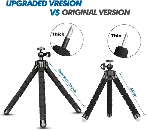 Vista 4 de Trípodes para teléfono, trípodes flexibles y trípode ajustable portátil con control remoto inalámbrico, compatible con teléfonos iPhone/Android