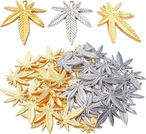 Vista 8 de Aylifu Maple Leaves Charms Tibetan Alloy Marijuana Leaf Charm Medical Pot Cannabis Tree Leaves Pendant Charms for DIY Earring Bracelet Necklace