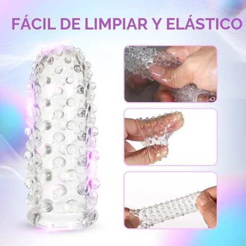 Vista 2 de 2 piezas Condones para Dedos Juguetes Sexuales Femeninos, Vibrador de Dedo Estimulador del Punto G Juguetes Sexuales Anales, Novedades Sexuales BDSM