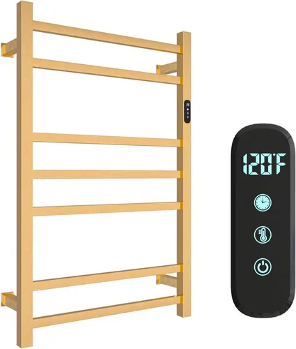 Vista 8 de 5 Barras Calentadores de Toallas de Lujo Montados en la Pared Estante de Toallas Calentado, Calentador de Toallas para Baño con Temporizador