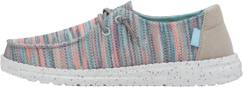 Vista 32 de Hey Dude Wendy Chambray - Zapatos para mujer, mocasines con cordones para mujer, cómodos y ligeros Aurora Blanco 2