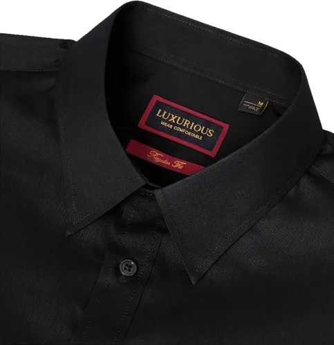 Vista 5 de Camisas de vestir para hombre, camisas de vestir de manga larga para hombre, camisa de algodón con botones, camisas de vestir regulares grandes