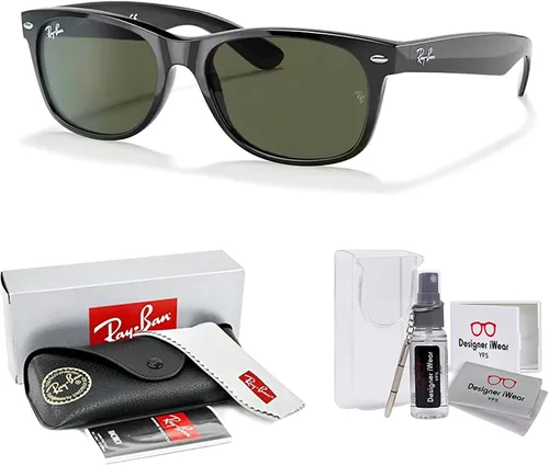 Vista 2 de Ray-Ban RB2132 - Lentes de sol cuadrados WAYFARER de 2.165 in para hombres y mujeres + paquete con kit de gafas de diseñador iWear