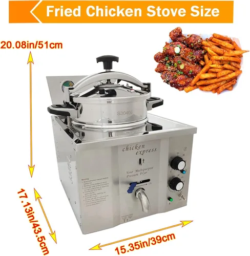 Vista 3 de Estufa de pollo frito de alta presión de 16L Freidora de presión de encimera comercial de 110 V Máquina de pollo frito eléctrica de 3000 W Máquina
