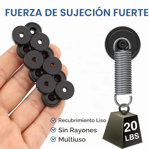 Vista 3 de MIKEDE - Paquete de 12 imanes de neodimio fuertes de 20 libras avellanados para pared Negro-1